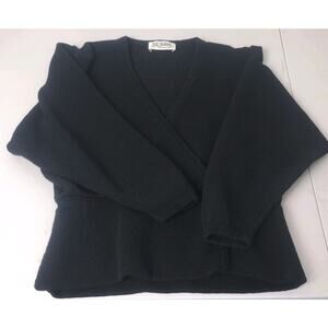 Vintage St. John by Marie Gray Knit Sweater Pullover Black V~Neck Size 8